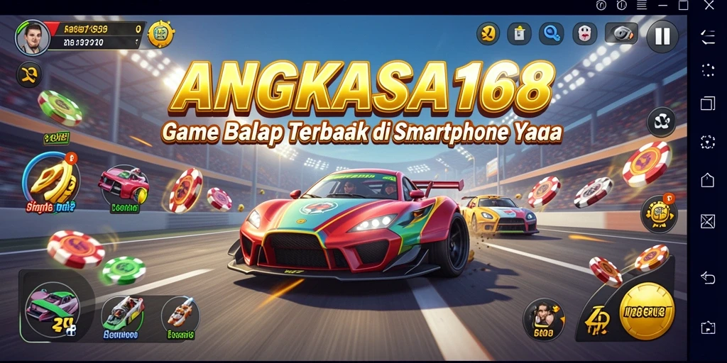 Screenshot gameplay ANGKASA168 menampilkan aksi balap yang seru.