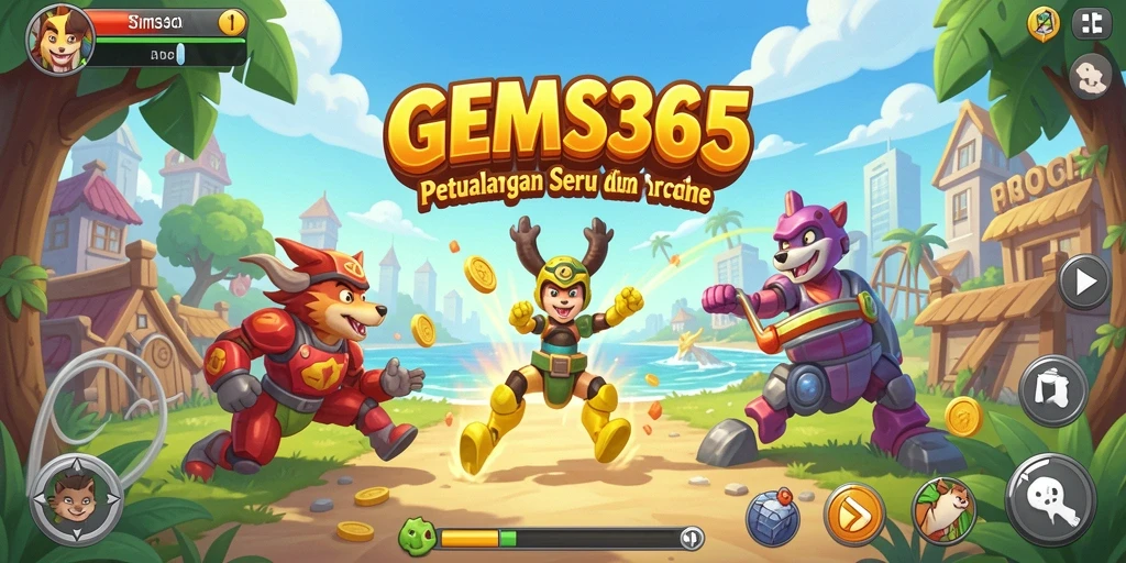 Tampilan gameplay seru dan penuh warna dari GEMS365.