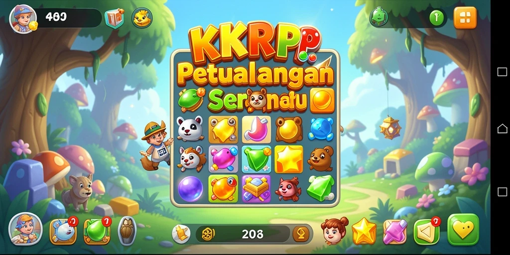 Screenshot utama KKRP menampilkan aksi seru dalam permainan Match-3.
