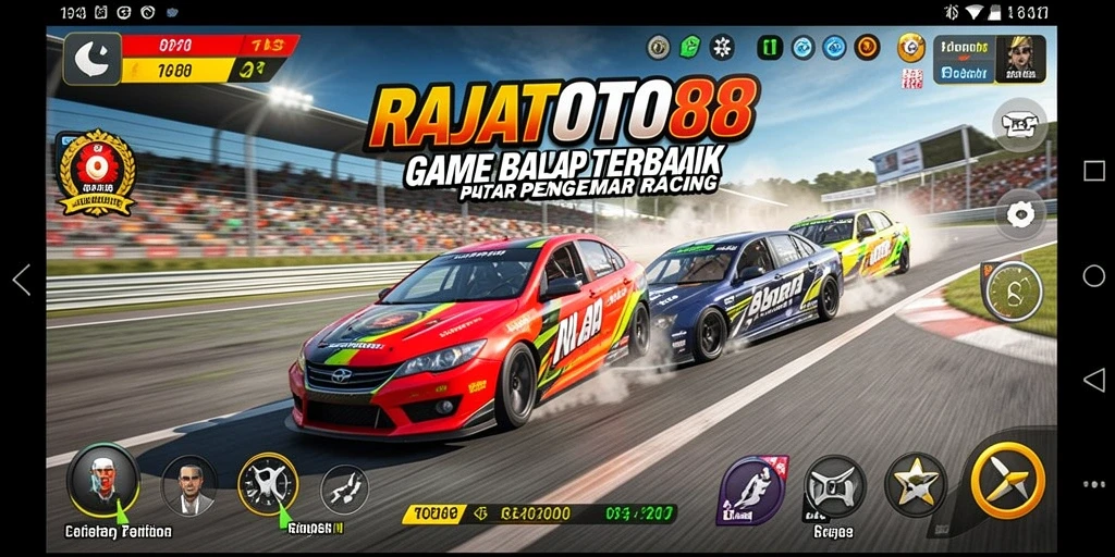 Tampilan gameplay menegangkan di lintasan balap RAJATOTO88.