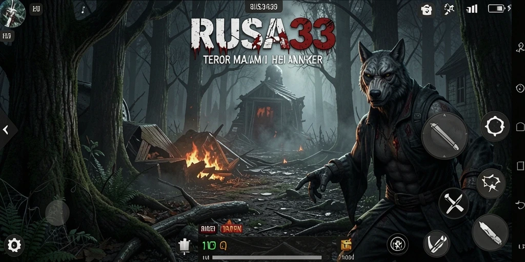 Tangkapan layar RUSA33 memperlihatkan gameplay mencekam saat menjelajahi hutan angker.