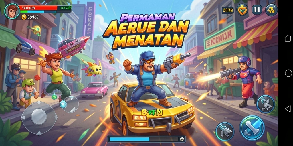 Screenshot utama VM108 menampilkan aksi seru dalam permainan Arcade.